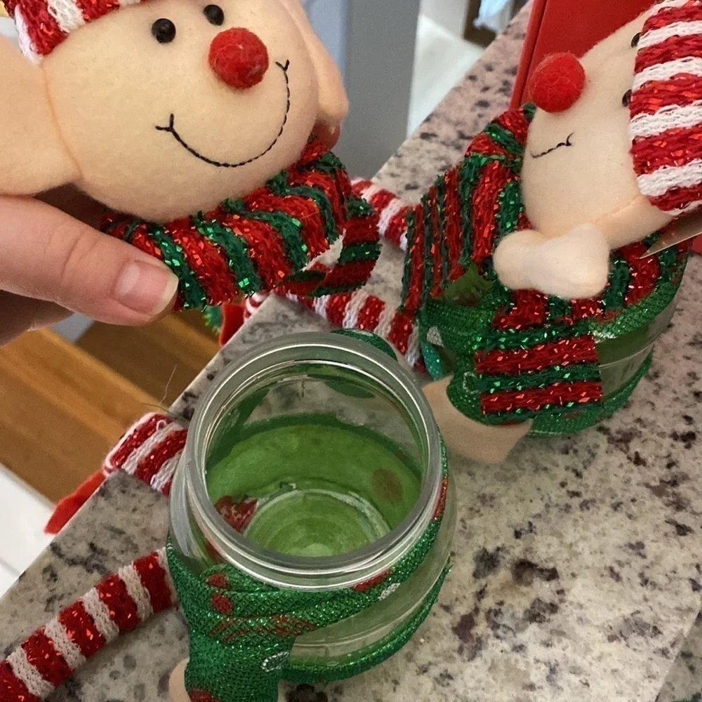2 NWT CHRISTMAS ELF PLASTIC JAR DECOR